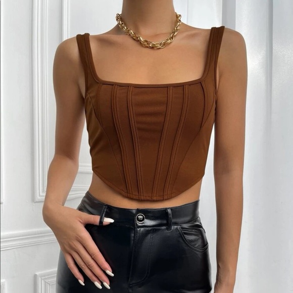 Brown corset tank top NWOT - Picture 1 of 4